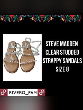 STEVE MADDEN | CLEAR STUDDED STRAPPY SANDALS  | SIZE 8